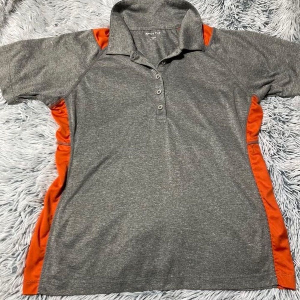 Womens size M Gray & Orange Golf shirt